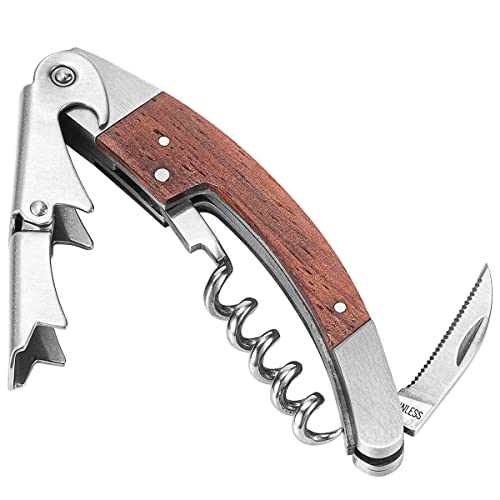 HORRAu Couteaux de Sommelier - Tire Bouchon Professionnel en Acier Inoxydable et Palissandre, Avec décapsuleur et Coupe-capsule Cover