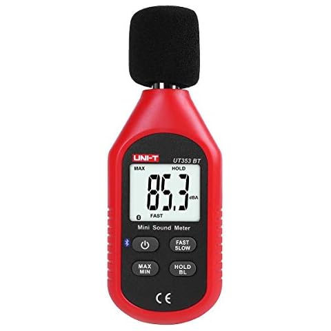 UNI-T Decibel Meter UT353BT Bluetooth Mini Digital Sound Level Meter Noise Measuring Instrument Decibel Monitoring Tester with Noise Reader Range 30-130dBA,LCD Backlight Display (Battery Include) Cover