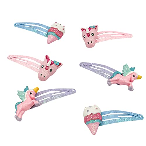 HAARallerliebst Hair Clips Set (6 Pieces, Unicorns + ice cream; box colour: pink, 6 count (Pack of 1) - Image 2