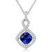 GuqiGuli 925 Sterling Silver Lab-Created Blue Sapphire Infinity Pendant Necklace for Women, 18''