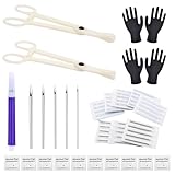 Jconly Body Piercing Tools Kit - 39pcs Piercing Needles Clamps Kit with 12G 14G 16G 18G 20G Needles Piercing Clamps Forceps gloves for Ear Nose Septum Belly Button Tongue Nipple Eyebrow Lip Piercing