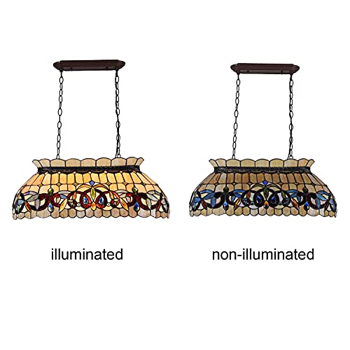 Capulina Tiffany Pool Table Lights Dining Room Kitchen Island Farmhouse Pendant Light 3-Light 28\" Lampshade Antique Style