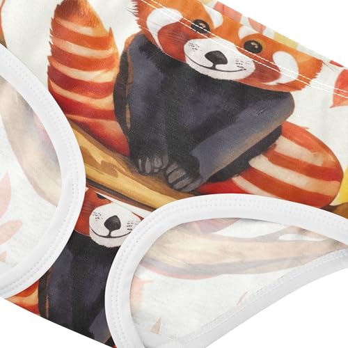 Cotton Toddlers Underwear Floral Cute Pandas Beige Girl Panties Cute Print Briefs Kids Undies 2t4