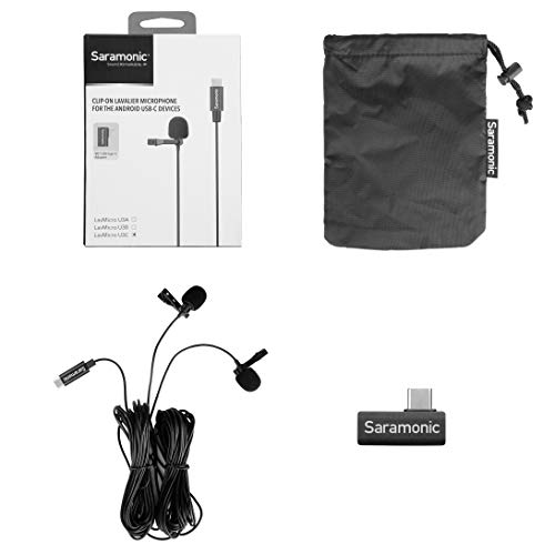 Image of Saramonic Dual USB Type-C Microphone, Omnidirectional Lavalier Microphone with USB C Adapter for Pixel Samsung Galaxy Android iPad Pro MagicBook YouTube, Vlog Video Recording, Interview (19.6ft)