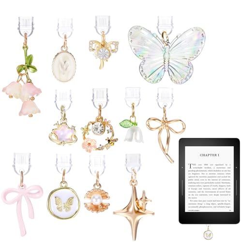 Ptwola 12pcs Dust Plug Charm Butterfly Flower Star Bow Design Type C Charging Ports Charm Anti-Dust Plugs Protector Compatible with Type-C Phone Tablets for Men Women Book Gift Accessories