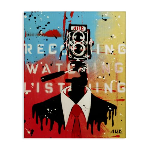 Abstract Person Camera Text, 24 x 30 Inch Canvas Wall Art