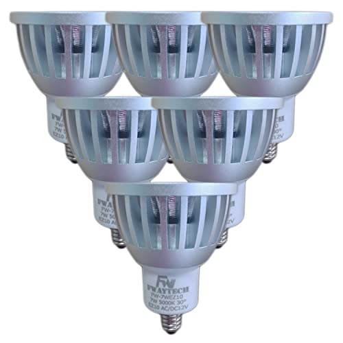 FWAYTECH LED電球 ez10口金 12V 昼白色5000K COB7W JR50ダイクロ型 ハロゲン電球50W～75W相当 スポットライトLED 密閉器具対応 (昼白色相当(5000K), 7W EZ10口金 30度(6個))