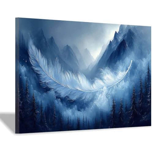 Peinture paysages naturels bleu pour déco murale de salon 30x40