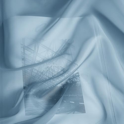 Image of NICETOWN Stone Blue Voile Sheer Curtains 96 inches Long, Rod Pocket Lightweight Drapes Voile Sheer Air & Breathable Vintage Window Treatments for Living Room, W42 x L96, 2 Panels