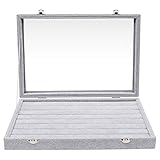 PERFEKT GESCHÜTZTER SCHMUCK ORGANISATOR: Unsere Schmuck Aufbewahrung hat einen Glasdeckel, der Schmutz und Staub von all Ihrem Schmuck fernhält sowie Beschädigungen verhindert. Mit dem glasdeckel ist jederzeit alles leicht zu finden.