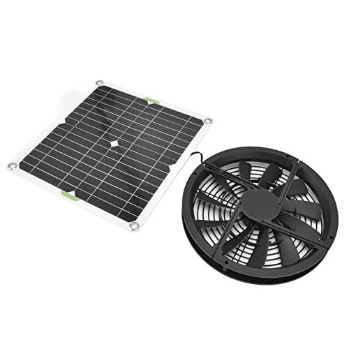 Zerodis 100W Solar Panel Fan 3000 Rpm Solar Powered Exhaust Fan Exhaust Ventilation Fan Kit Round Ventilation Enclosure Fan for Shed Greenhouse Chicken Coop Pet Toilet House