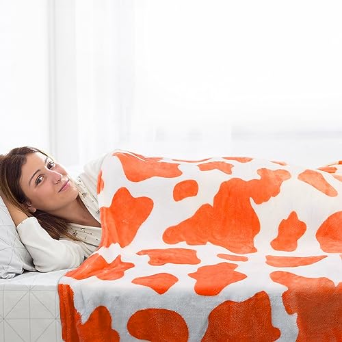 HSEEC Orange Throw Blankets Fleece Soft Blankets & Throws Super Soft Plush Blanket Twin Size