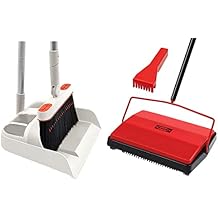 JEHONN Carpet Floor Sweeper Manual with Horsehair, Broom and Dustpan Set for Home