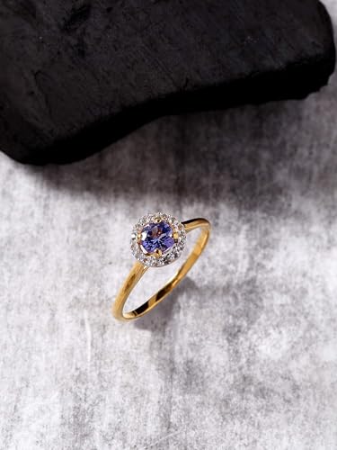 YoTreasure Tanzanite Solid 925 Sterling Silver Gold Plated Cluster Ring Jewelry4