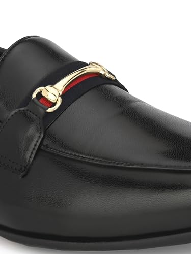 Image of San Frissco Men's Formal Loafers Leatherette Trending Shoes with Buckle,Semi Casual Cushioned Footbed Formal Moccasin for Office, Party Slip-On Loafers,Elegant, Lightweight & Comfortable
