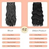 Mscat 16 Inch Wavy Hair Extensions - Ash Brown Blonde Clip in Set - Thick Curly Wavy Synthetic Hair - 4PCS Full Head - Image 5