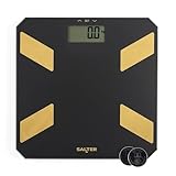 Salter Glas-Analyse-Waage für das Badezimmer – Elektronische Digitale Körperwaage, Körperfett- und Wassergehalt wiegen, 180 kg/28 st 3 lb, LCD, Speicherplatz für 9 Benutzer, Batterien enthalten