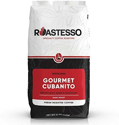 RoastessoGourmet Cubanito, Cuban-Style Fresh Roasted Coffee Whole Beans, Medium to Dark Roast Premium Espresso Blend, 100% Arabica, Small Batches, 12 oz Bag