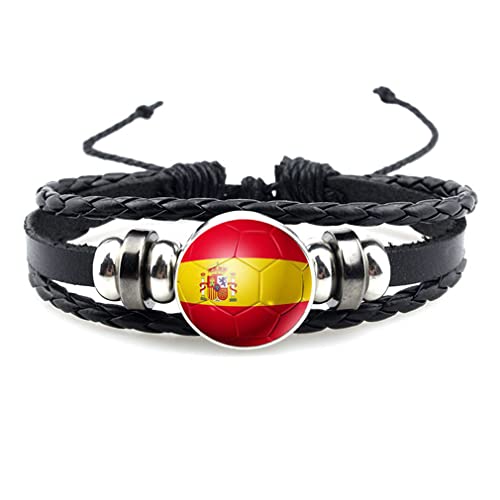 N - A Flag Bracelet World Cup Football 2 Pieces Country Braided Bracelet World Cup Country Flag Bracelet Women Men Child, One Size, Glass