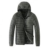 Xbgqasu Men's Thermal Quilted Down Puffer Jacket Lightweight Water-Resistant Packable Hooded Full Zi