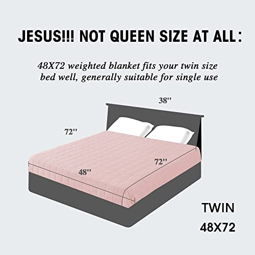 Image of yescool Weighted Blanket for Adults (15 lbs, 48 inch x 72 inch, Pink) Cooling Heavy Blanket for Sleeping Perfect for 140-160 lbs, Twin Size Breathable Blanket with Premium Glass Bead, Machine Washable