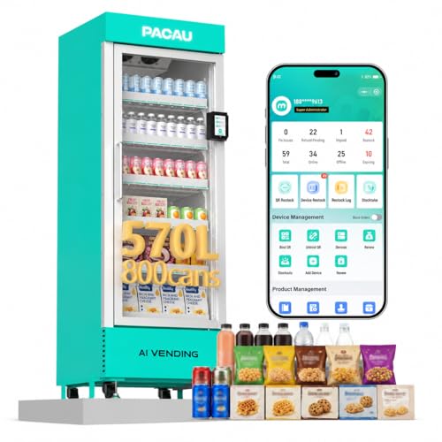 Image of Ai Smart Vending Machine with Card Reader, Cashless Payments, Inventory Tracking, Restock Alerts, Commercial-to-Use Design for Business