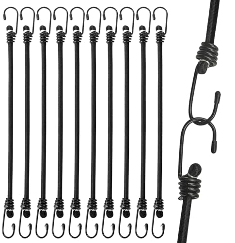 10 gomas elásticas con ganchos de 30 cm, cuerda de goma de 8 mm, correa con gancho, tensor de goma, bandas elásticas, correas tensoras, correas tensoras, para lonas de remolque, barras de techo,