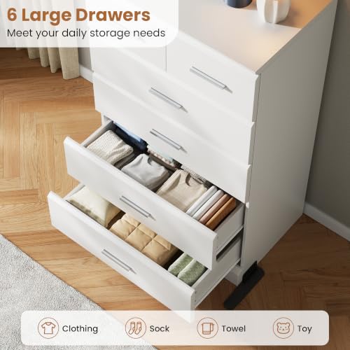 Jocoevol White 6 Drawer Dresser for Bedroom (23.62" D x 15.75" W x 43.3" H) by Jocoevol - Used condition - Image 4