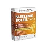 Santarome Bio - Sublime Soleil 2 en 1 - Autobronzant & Préparateur Solaire - Complément alimentaire solaire - Caroténoïdes & Plantes - 20 ampoules - Goût Passion Mangue - France