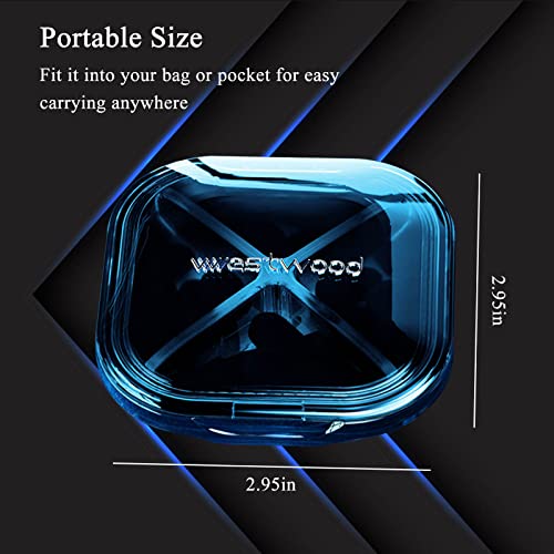 Image of Pill Case, Small Pill Box, SIFISO Travel Pill Container Water-Resistant Portable Vitamin Case Medicine Organizer Box for Purse or Pocket Daily Medication Carry Case with Removable Compartment(Blue)