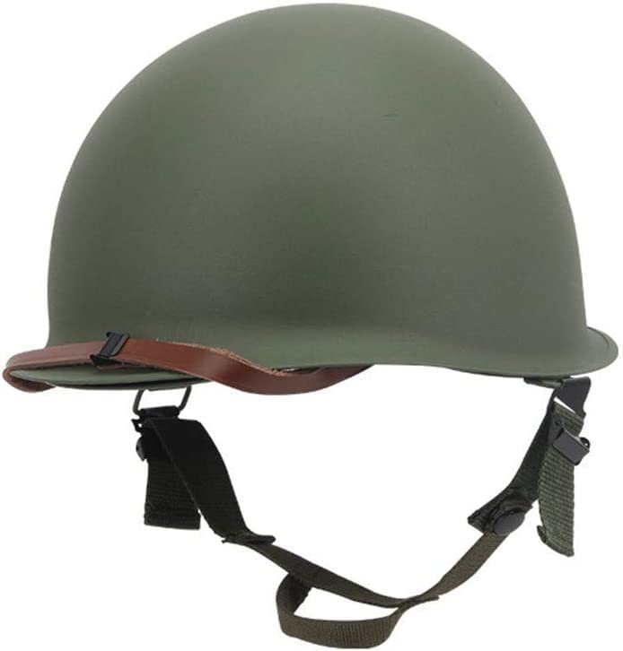 Aifordge WWII US Army M3 Helmet Replica with Net/Canvas Chin Strap DIY Painting (Green)