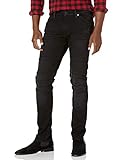 GUESS mens Eco Slim Tapered Moto Jeans, Encore Wash Black With Destroy, 30W x 30L US