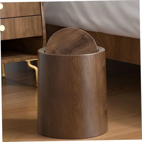 Bote de basura para baño nogal con tapa abatible y cubo desmontable 4