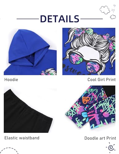 Image of Gaupafmb Girls Clothes Cool Girl Print Tie Dye Hoodie Pullover Sweatshirt Leggings 2PC Outfits