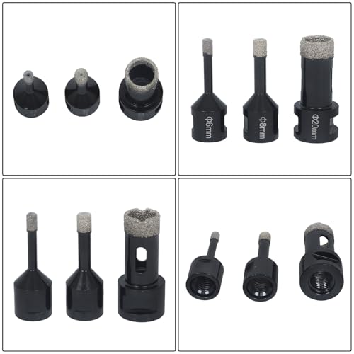 Kit brocas corona diamante para cerámica 9 piezas miniatura 7