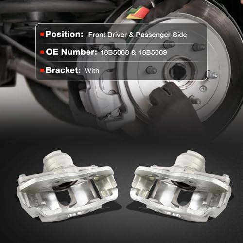 Image of cciyu Front Left & Right Disc Brake Calipers Assembly 18B5068 18B5069 | For Ford For Focus L4 2.0L 2008-2011, For Ford For Focus L5 2.5L 2010-2011 with Bracket