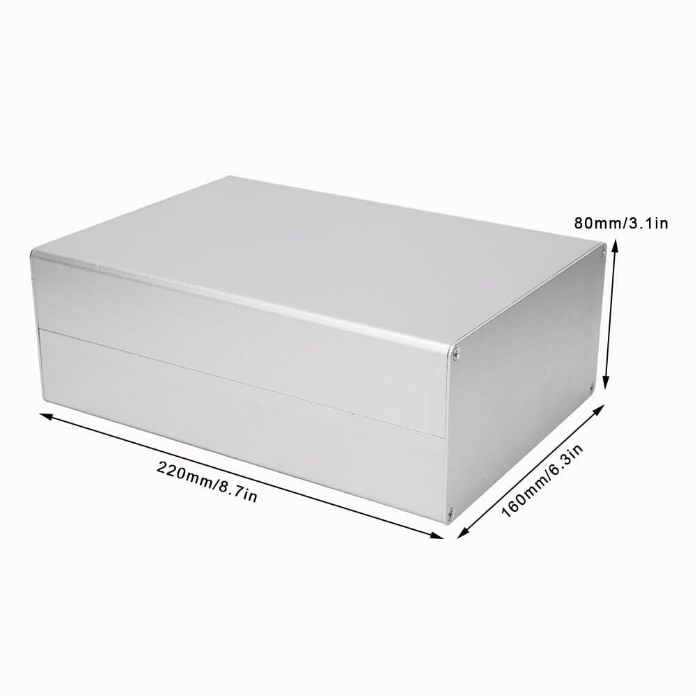 Aluminium-Projektbox, 80x160x220mm Mattes Silber Elektronisches Gehäuse Gehäuse DIY Aluminiumbox GPRS-Leiterplattenschale