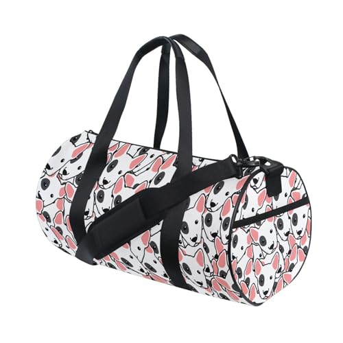 Round Duffel Sports Bag Cute Bull Terrier Dog Lightweight with Inner Pocket Gym Bag for Men Women Duffle Bag for Travel Sports4