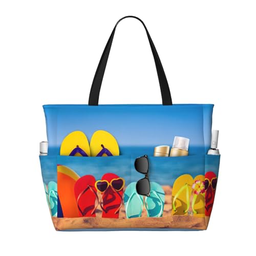 Grand sac fourre-tout de plage noir style décontracté pour les courses et le bureau