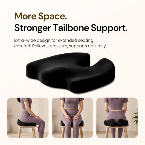 Image of Wonder Care Orthopedic Coccyx Cusion | High Density Memory Foam for Back Pain, Sciatica, Tailbone Relief | 2 Years Warranty (Velvet Cover, 120Kg)