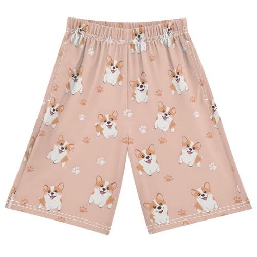 ALAZA Hipster Puppy Dog Paw Print Pajama Shorts Sleep Shorts Pant Lounge Pajama Bottoms Elastic Waist with Pockets