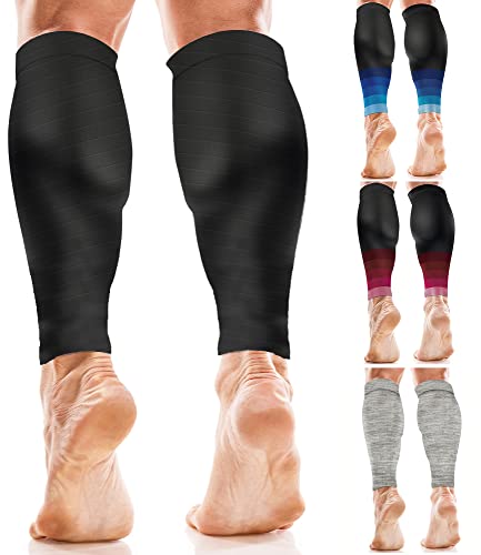 aZengear Wadenbandage Muskelfaserriss für Herren, Damen, Fußlose Waden Kompressionsstrümpfe zur Abhilfe bei Schienbeinkantensyndrom und Krämpfen, Sport (Schwarz L/XL)