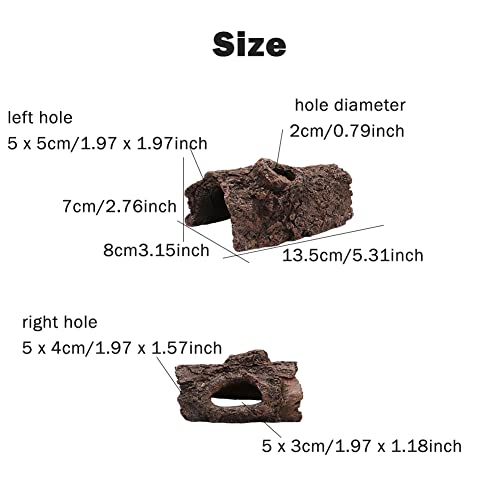 Image of Small Resin Aquarium Hideout Log, Tree Trunk Fish Tank Decor Ornament, 5.31 in Hollow Cave with Multiple Openings, for Freshwater Tanks and Terrariums, Brown