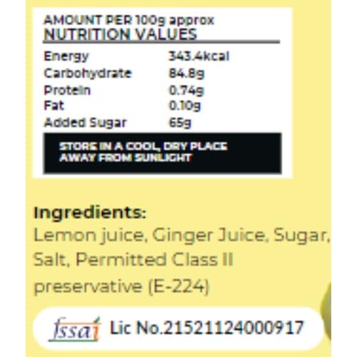 Image of Nutrinat Lemon Ginger Syrup - 500ml, (Pack of 2) | Fruit Concentrate
