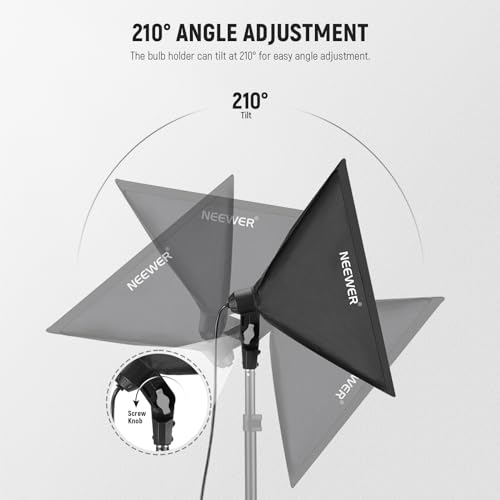 NEEWER 350W Equivalent Softbox Lighting Kit, 5700K LED Light Bulb, 24x24 inches Softbox with E26 Socket, Photography Continuous Lighting Kit, Photo Studio Equipment, NK300 - Image 7