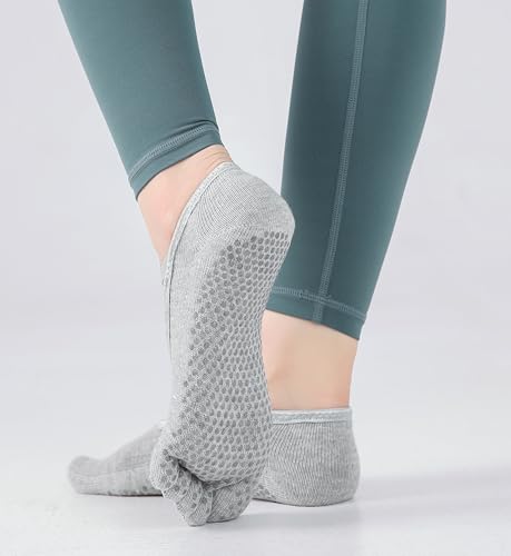 Image of SPENCIAL'S Women Non Slip Yoga Socks With Grips,Cotton Pilates Sports Athletic Dance Short Socks for Girls Ballet Pratice