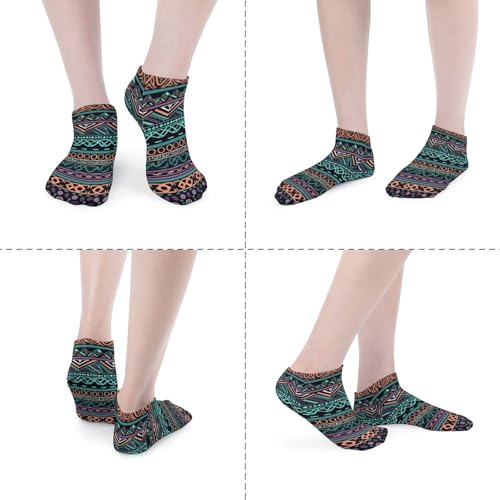 5 Pairs Ankle Socks Soft Breathable No Show Socks Comfortable Cotton Low Cut Casual Socks for Women Men Unique Aztec Pattern4