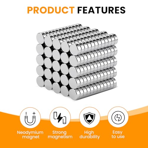 Image of TRYMAG Small 0.2x0.08 Inch Refrigerator Magnets, 300Pcs Small Round Rare Earth Multi-Use Tiny Neodymium Fridge Magnets, Premium Cylinder Office Magnets for Whiteboard, Crafts, Dry Erase Board, School