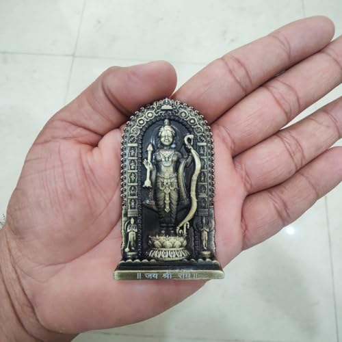 Craftam Metal Small Size Ram Lalla Idol Murti Ayodhya for Car Dashboard Home Decor,Home Temple Mandir Pooja, Gift, Car Dashboard Idol (Bronze Color,Height - 2.7 Inch)