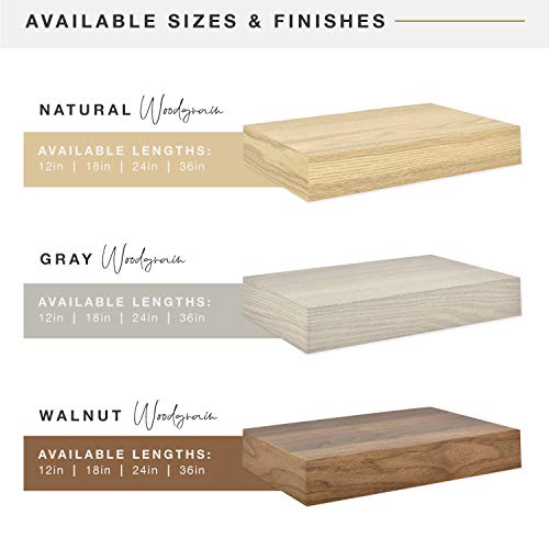 Image of MCS Natural Woodgrain Floating Shelves, 12 Inch x 8 Inch, Set of 2, 12 x 8